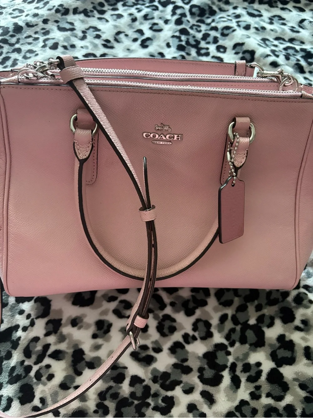 COACH Surrey Carryall in Blush Pink Leather Double-Zip Satchel